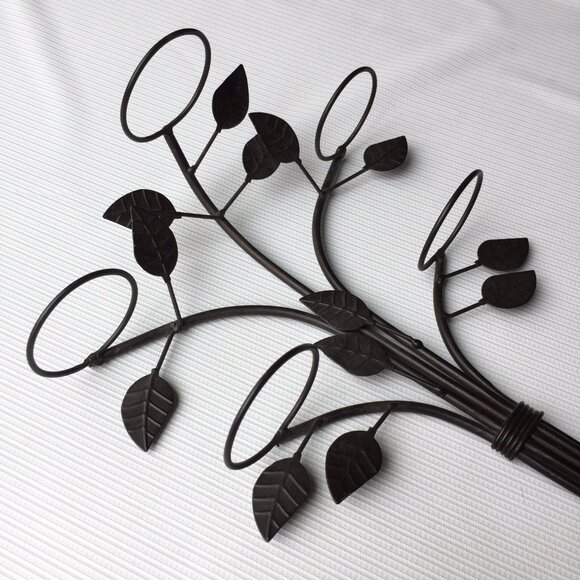 Sconce Candle Holder Wall Hanging Plant Vines Leaves Art Bronze Tone Metal Decor - Picture 6 of 11